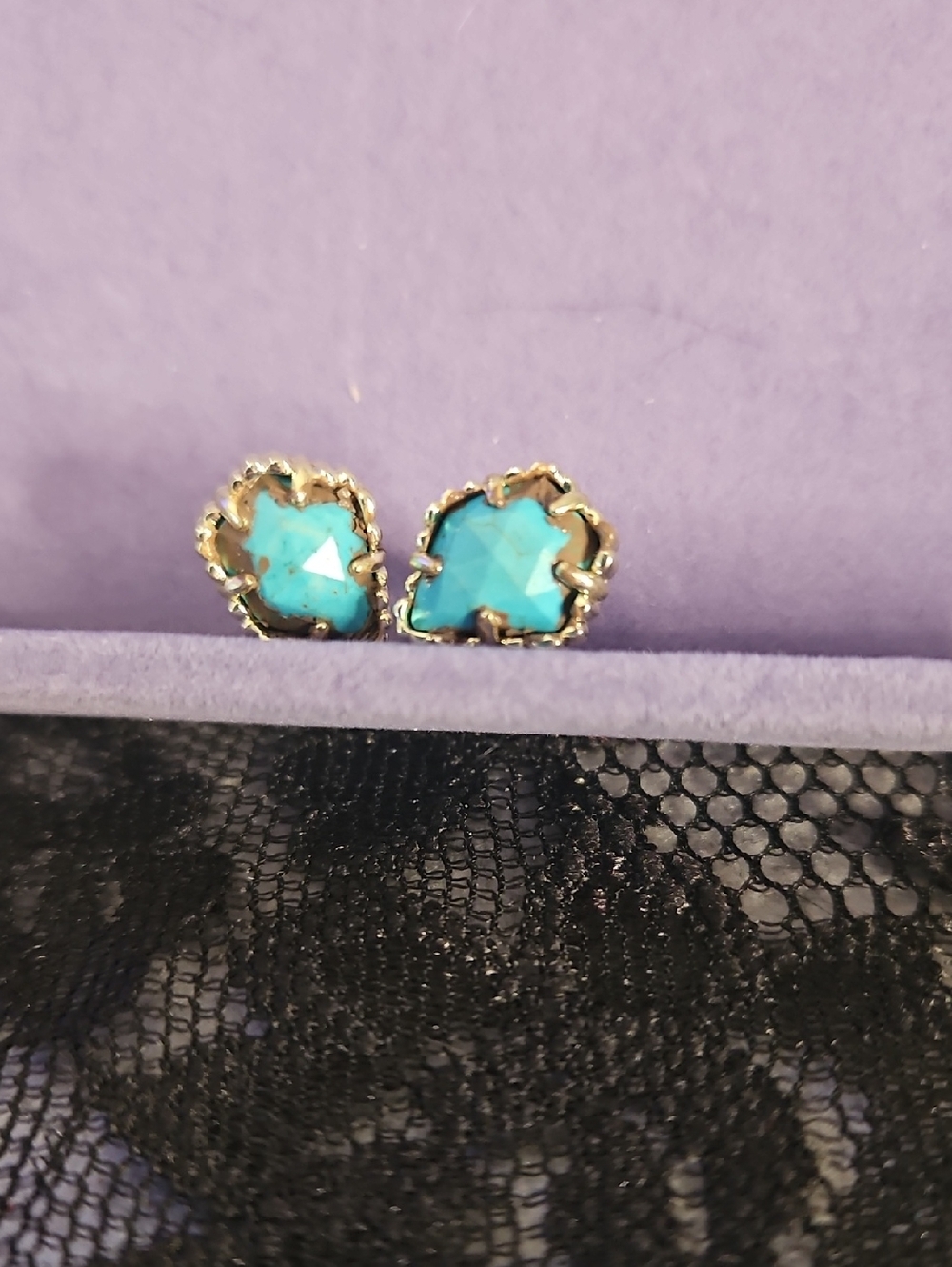 Kendra Scott Turquoise Faceted Stone Stud Earrings - Gold Setting
